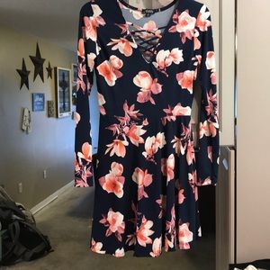 Floral long sleeve mini dress